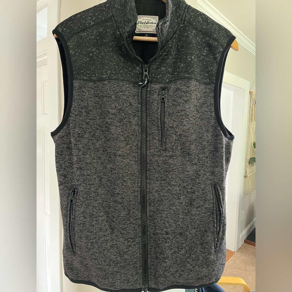 Gray Sporty Fleece Vest with Black Trim